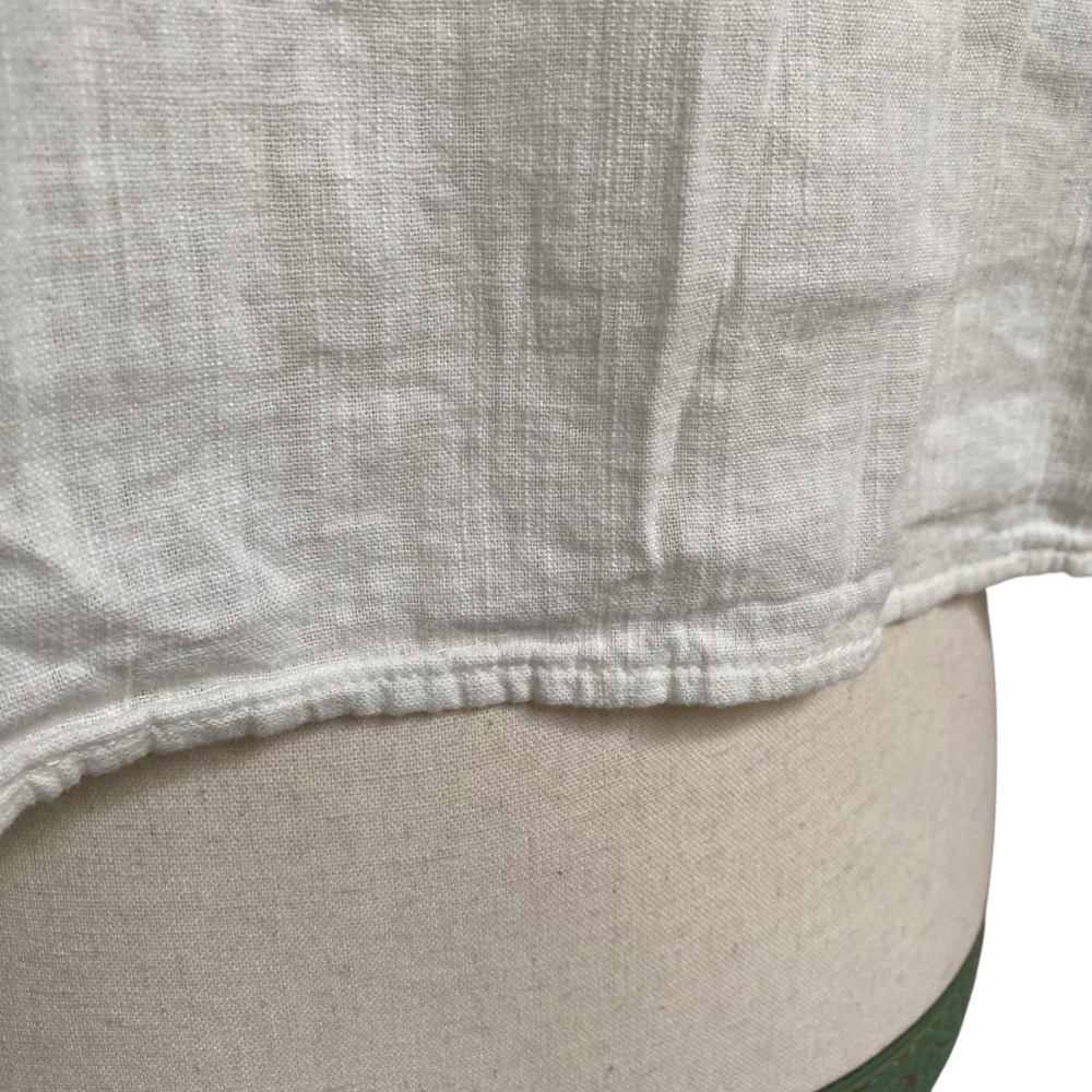 American Eagle Linen Blend Cropped Utility Shirt Jacket White Button Front XS - Picture 11 of 14